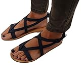 Fashare Womens Criss Cross Strappy Thong Buckle Zip Gladiator Flip Flops Flat Sandals