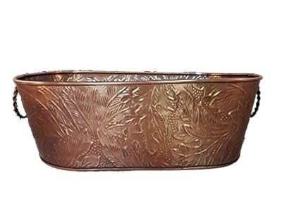 Large Oval Copper Beverage Party Tub Cooler; Ice Tub, Wine Chiller or Beer Bucket for Drinks or Planter Bucket