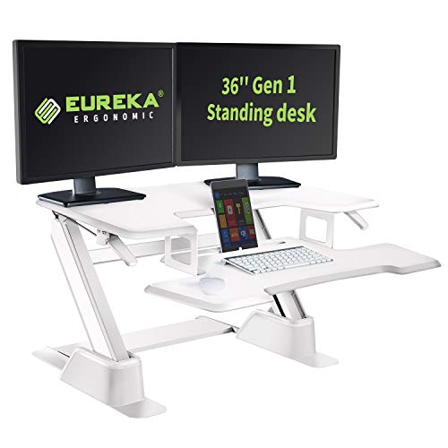 Eureka Ergonomic Height-Adjustable Sit-Stand Desk Top, 36-Inch Wide, No Assembly Required, SGS Top Rated, White