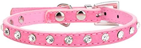 Dog Collars Rhinestone Adjustable Leather Cat Collars Necklace Neck Harnesses