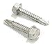 Bolt Dropper No. 12 x 1 Stainless Hex Washer Head Self Drilling Screws - 100 pc - 410 Stainless Steel Self Tapping TEK Screws, No. 3 Point, Plain Finish by Bolt Dropper