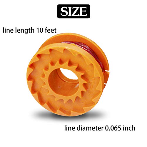 BEMARKET Trimmer Spool Line, 12 Pack Replacement String Trimmer Line for Worx WA0010 WG180 WG163 Weed Wacker Spool with WA6531 GT Spool Cover 50006531 String Trimmer Refills 10ft 0.065"