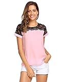 Easther Women Blouses Summer Lace Chiffon Tops Shirt