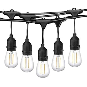 Lichtketting gloeilamp LED retro, 48ft IP65 waterdicht 15 2W LED-lampen E27 op warm wit 2700K verlichting met netvoeding…