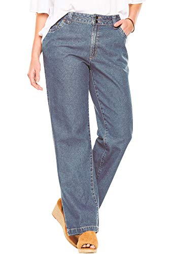 Woman Within Plus Size Petite Wide Leg Cotton Jean - Indigo,