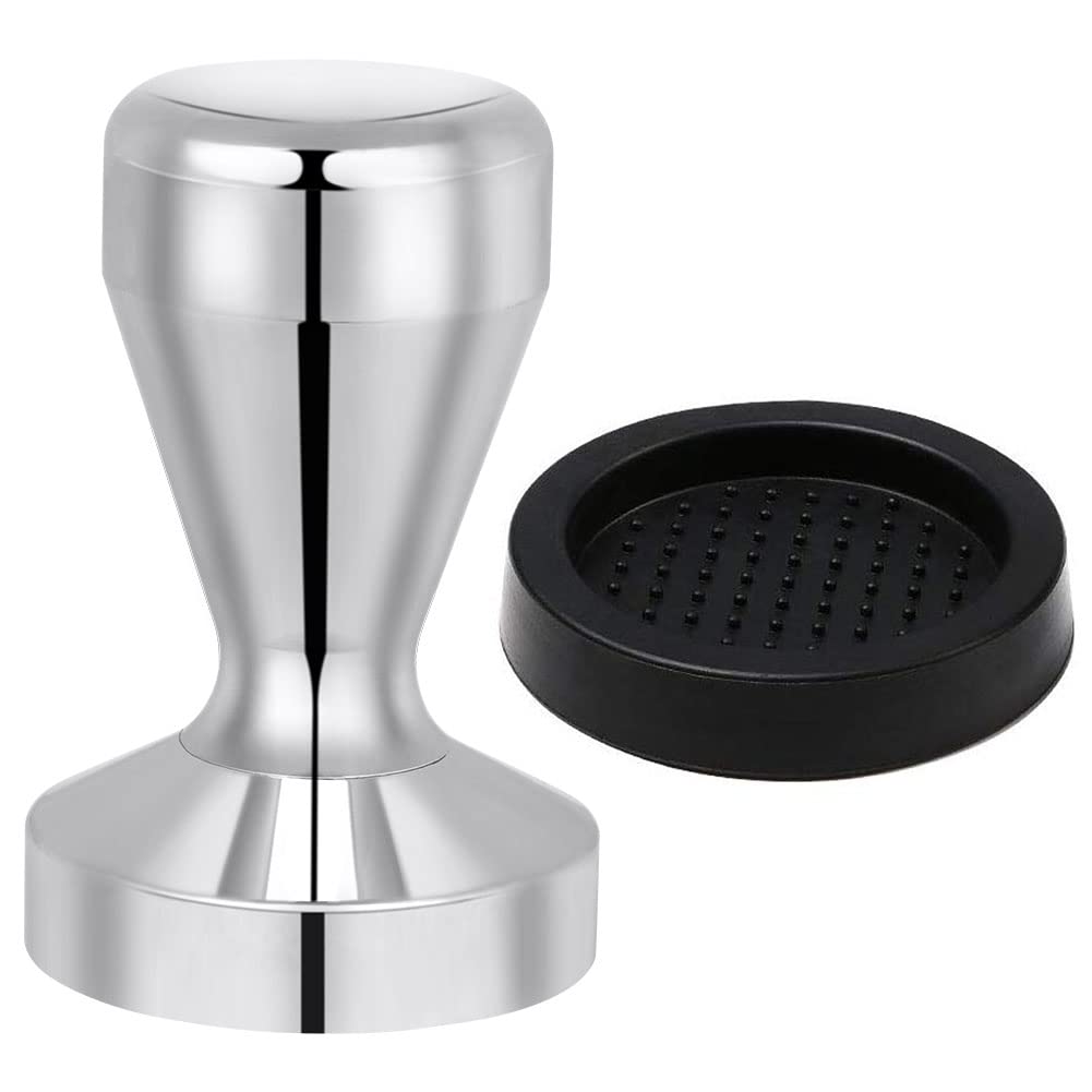 Vicloon Coffee Tamper, 51mm Espresso Coffee Press, Stainless Steel Tamper with Silicone Tamper Mat for Coffee and Espresso, Tamping, Barista