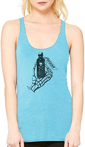 Austin Ink Apparel Skeleton Poison Ladies Triblend Racerback Tank (Aqua Blue, XX-Large)