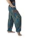 Lannaclothesdesign Women's Smocked Boho Flowers Eye Yoga Harem Pants Regular Teal