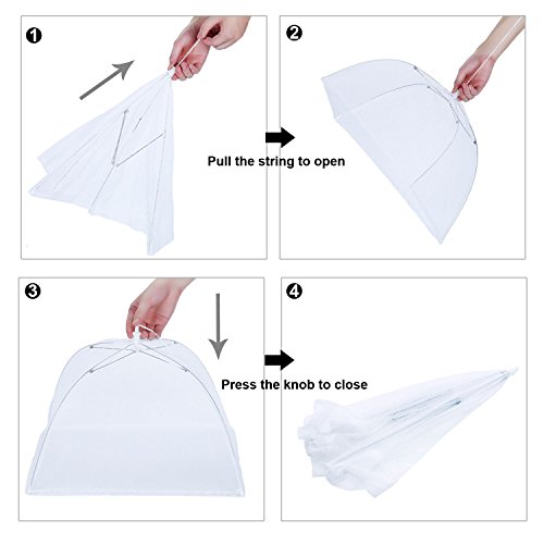 Higift (6 Pack) Large and Tall 17x17x11 Pop-Up Mesh Net Food Covers Tent Umbrella for Outdoors, Screen Fly Food Tents Protectors For Bugs, Parties Picnics, BBQs, Reusable and Collapsible - Thumbnail 3