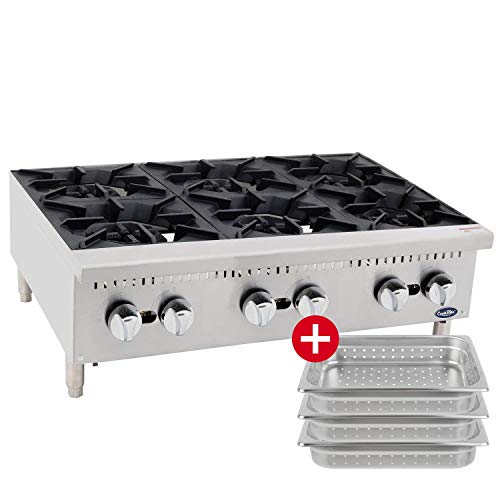 CookRite ATHP-36-6 Commercial Hot Plate Countertop Six Burner Liquid Propane Range 36