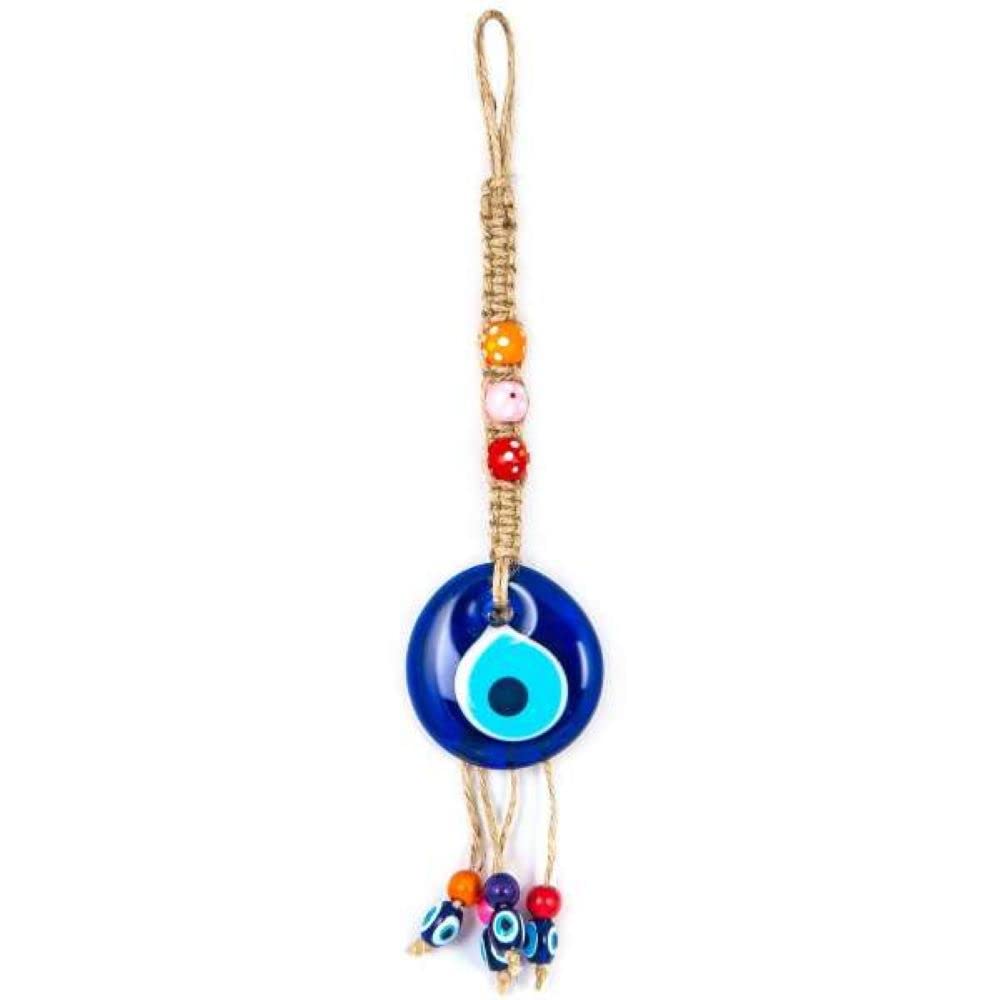 Jeannieparnell 555-5cm Glass Lucky Evil Eye Nazar Boncuk and Macramé Wall Hanging Amulet