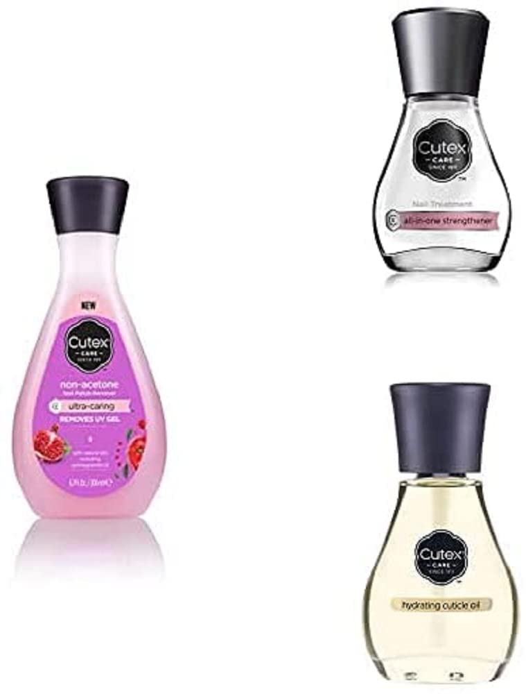 CUTEX 3 Step Nail Care Routine PREP with Ultra Caring Nail Varnish Remover TREAT with All-in-One PROTECT with Cuticle Oil