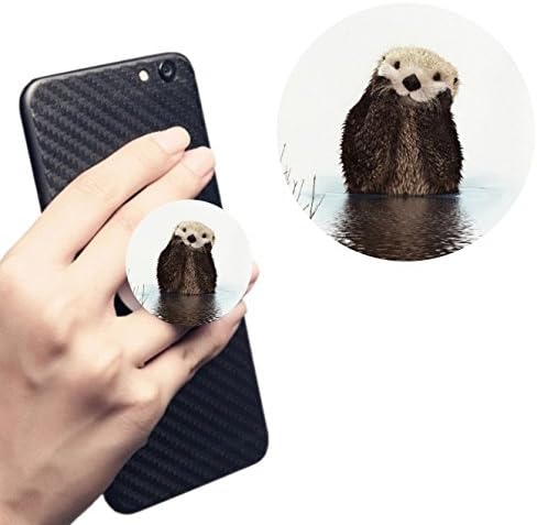 Multi Function Pop Cell Phone Holder Socket.Expanding Stand and Grip Mount Holder(white)-Cute Otter Wildlife Image
