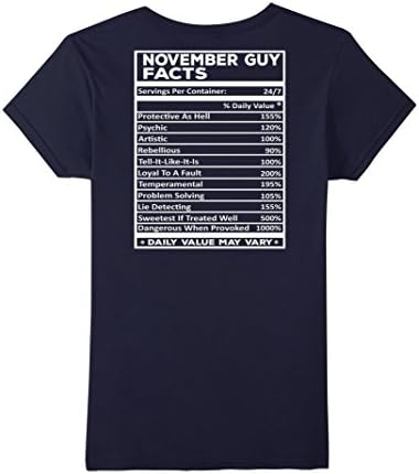 Womens November Guy Facts T-Shirt XL Navy
