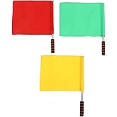 3pcs Referee Stainless Steel Hand Flags Field Official Sports Training Flag for Soccer Volleyball Football Track Red Green Yellow