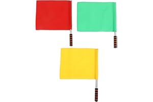 GANAZONO 3pcs Referee Stainless Steel Hand Flags Field Official Sports Training Flag for Soccer Volleyball Football Track Red Green Yellow