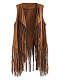 Persun Women's Fashion Festival Casual Tassel Detail Suedette Waistcoat