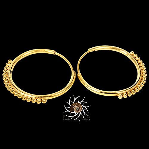 Gold Earrings - Gold hoops Earrings - Tribal Earrings - Gypsy Earrings - Ethnic Earrings - Brass Jewelry - Tribal Hoops - Ethnic Hoops