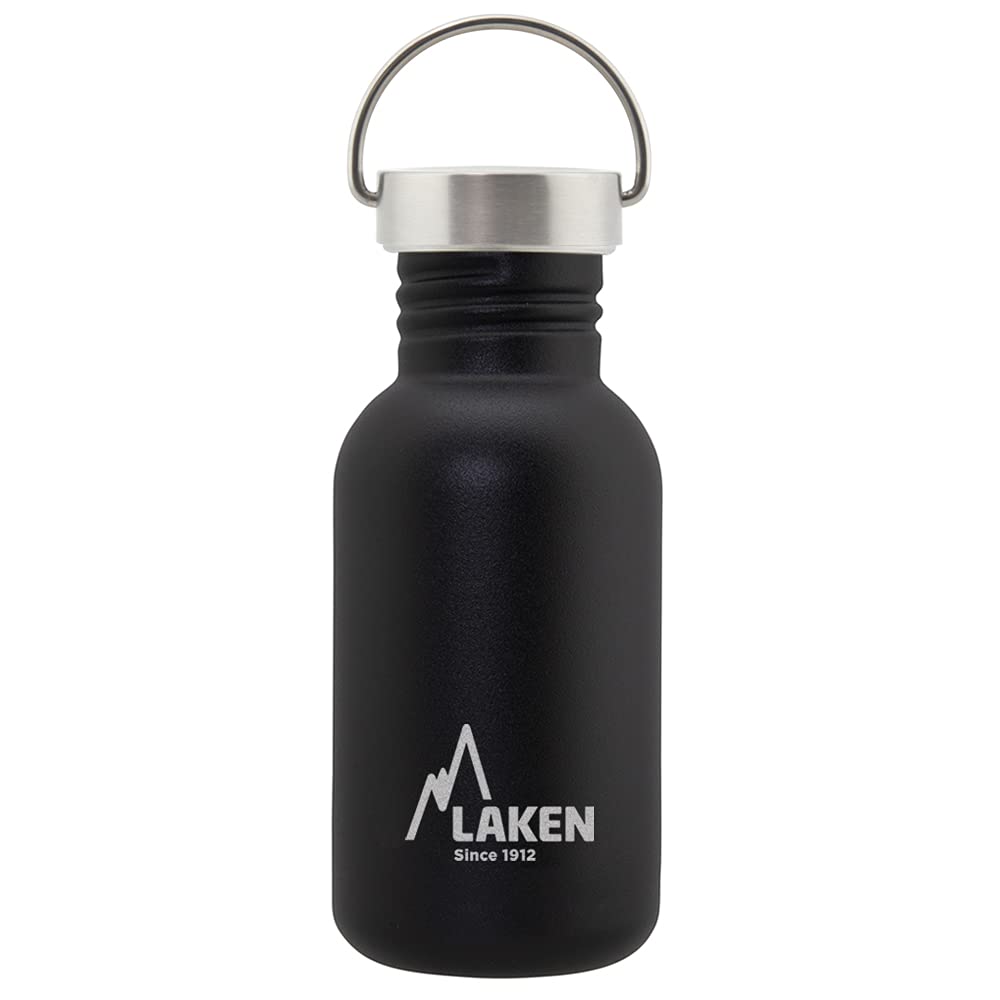 LAKEN Unisex - Adults Heavy Duty Stainless Steel Bottle 0.5 L Black with Vintage Lid 0.5 L — image 1