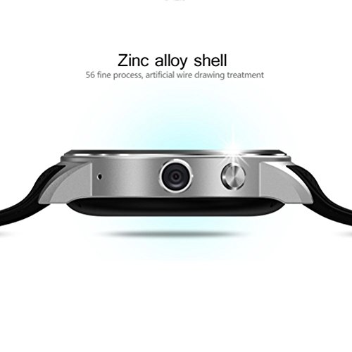 L@YC New Round Screen Android IP67 Waterproof WiFi Quad-Core GPS Positioning Camera Phone Smart Watches, Black