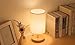 Wood Table Lamp, HQOON Bedside Table Lamps for Bedroom, Living Room,LED Night Stand Lights with Fabric Linen Shades,Modern Japanese Square Desk Lamp, Warm White Lighting Bulb E27 (Included)
