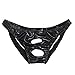 YiZYiF Man's Lingerie Underwear Front Two Holes Brief Fetish Leather Like Pants X-Large