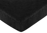 Sweet Jojo Designs Black Microsuede Fitted Crib Sheet for Black Minky Dot Baby/Toddler Bedding Collection Set