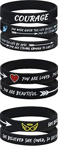 AMPM Collective | Silicone Motivational Wristbands | Rubber Inspirational Quote Bracelets | Unisex for Men Women Teens | Female Empowerment Motivation Courage Strength (6/12/24)