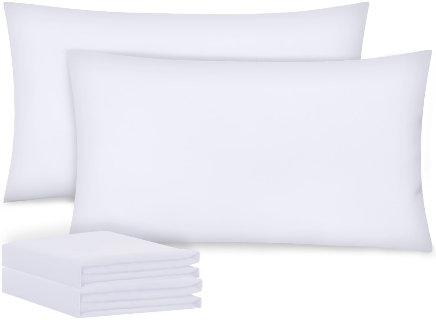 Acrali Home Pillow Cases 2 Pack - Standard Size 50x75 cm, 1800 Super Soft and Cozy Premium Microfiber Pillow Covers with Envelope Closure - Breathable, Wrinkle Free, Fade & Stain Resistant - White