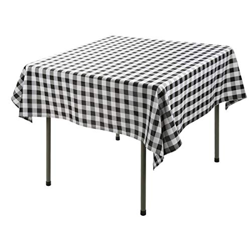 Waysle 52x52 Inch Square Polyester Tablecloth Black and White Checker