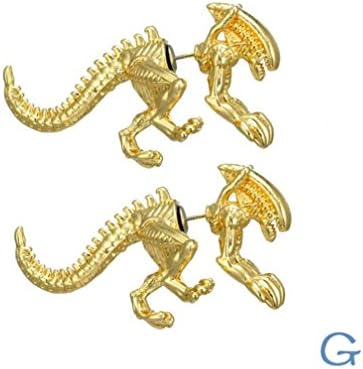 Dinosaur Ear Studs Earrings Women Skeleton Ear Tragus Piercing Dangles Small Ear Studs Jewelry Hemlock (Gold-2)