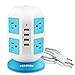 Power Strip Surge Protector,Extension Cord,[2019Upgraded] FGXJKGH,Power Cord,8Outlet4USB Ports Multi Plug Outlet,Surge Protector Long Cord 6.5Ft Wire 2500W Multi Outlet (BILUE+WHITE)