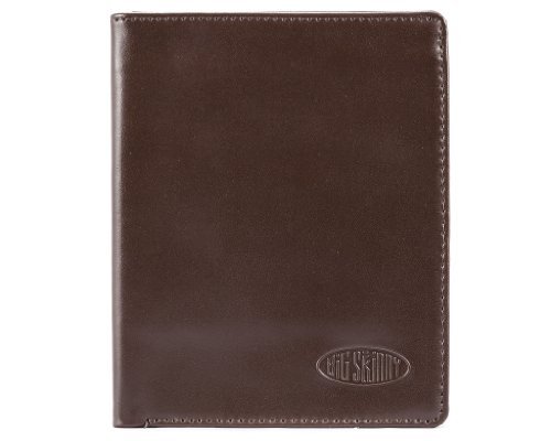 Big Skinny Men's Hipster Leather Bi-Fold Slim Wallet, Holds Up to 40 Cards, Brown