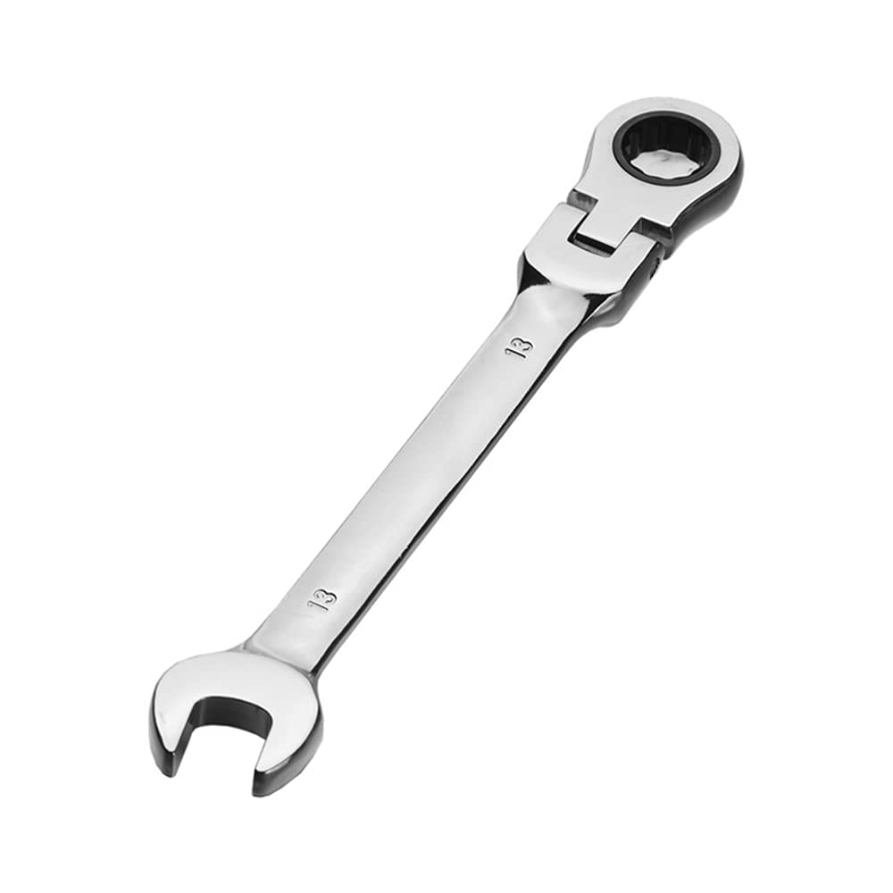 Aoktorkit Metric Tool Flex-Head Ratcheting Wrench 13MM, Professional Chrome Vanadium Ratchet Spanner Steel 72 Teeth 12 Point for DIY,Pipeline, Bicycle Repair and Home Maintance