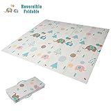 HAN-MM Baby Folding Mat Baby Playmat Foam Floor Slip Extra Large Foam Reversible Waterproof Portable Double Sides Kids Baby Toddler Outdoor or Indoor Use Non Toxic（77x69x0.4in） Elephant