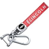 Leather Car Keychain, for Lincoln MKS, MKT, MKX, Navigator, Continental MKC MKZ Series Car Key Chain Ring Accessories for Men and Woman Red