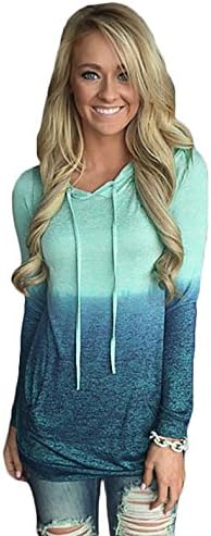 Angelia Women Gradient Color Ombre Casual Hoodie Sweatshirt Loose T Shirt Tunic Blouses Tops