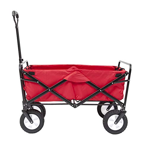 Mac Sports Collapsible Folding Outdoor Utility Wagon, Red (Renewed)