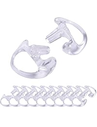 Inserción del auricular de reemplazo de molde de oreja de radio bidireccional HDE para auricular de tubo de bobina acústica (10 pares, 5 - medio, 5 - grande) (transparente)