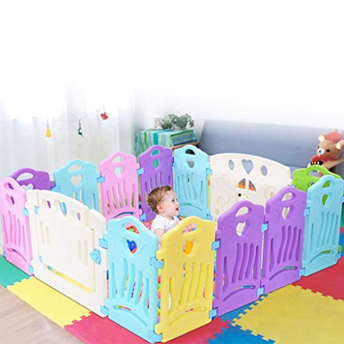 Foldable Baby Playpen - 14 Panel Kids Activity Center Portable Playard, Indoor and Outdoor Baby Fence - Safe Play Yard, Door Lock & Stable Suction Cup Play Pen with Games & Gates for Infants