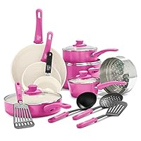 GreenLife Soft Grip Healthy Ceramic Nonstick, 16 Piece Cookware Pots and Pans Set, PFAS-Free, Dishwasher Safe, Bright Pink GreenLife Soft Grip Healthy Ceramic Nonstick, 16 Piece Cookware Pots and Pans Set, PFAS-Free, Dishwasher Safe, Bright Pink