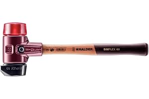 Halder 3026.260 Simplex 3.4 lb. Soft-Face Mallet with Black Composite Rubber Stand-Up and Red Plastic Inserts, Cast Iron Hous