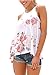 Sidefeel Women High Neck Floral Print Sleeveless Tank Top Small White