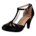 Chase & Chloe New Kimmy-36 Women's Teardrop Cut Out T-Strap Mid Heel Dress Pumps