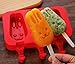 Sakolla Homemade Popsicle Silicone Molds with Lid, BPA Free Ice Cream Bar Mold, 3 Cavities Silicone Ice Pop Mold with 40 Wooden Sticks, Set of 2 ( Rabbit Shape)