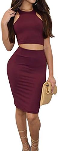 Womens 2 Piece Set Sexy Bodycon Bandage Party Evening Dress