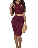 Womens 2 Piece Set Sexy Bodycon Bandage Party Evening Dress