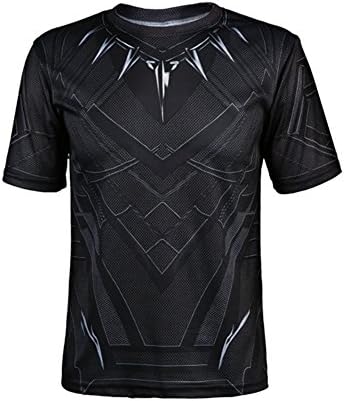 IFSONG Short Sleeve Black Panther Shirt - Perfect Short Sleeve Anime Cosplay Costume for Cosplay Theme Activities, Halloween, Concerts, Theme Parties and Dating (X-Large)