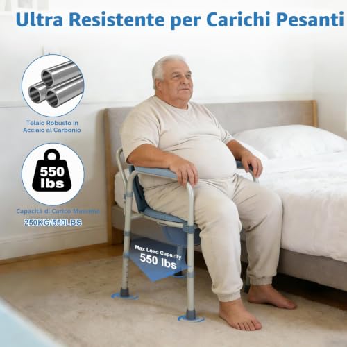 Elderly Portable Elderly Portable Adult Toilet Chair 5 Adjustable Heights, Portable Adult Toilet, Elderly Toilet Chair with Bucket/with Armrests for Pregnant Women with Disabilities (250 kg)