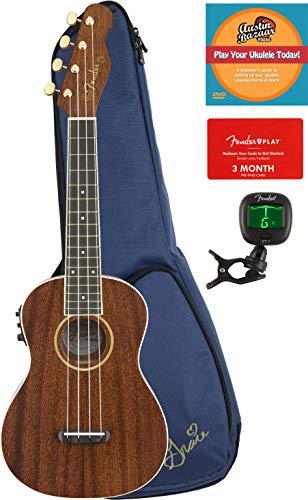 Fender Grace Vanderwaal Signature Soprano Ukulele Bundle with Gig Bag, Tuner, Fender Play Online Lessons, and Austin Bazaar Instructional DVD